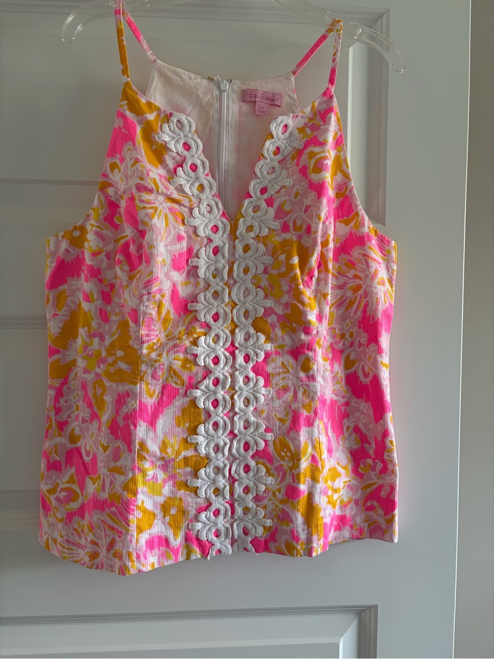 Lilly Pulitzer Pink, Yellow & White Lace-Trim Cami
